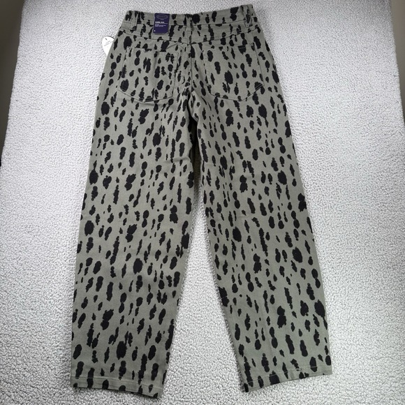 Scoop Barrel Jeans Womens 8 High Waisted Wide Leg Baggy Green Leopard Print NWT - Picture 6 of 12